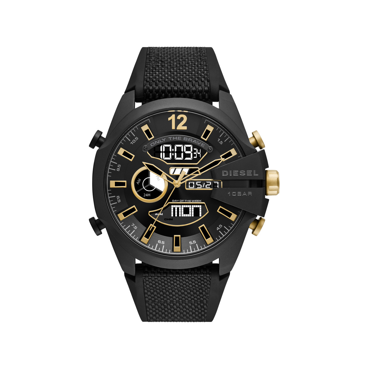 Montre DIESEL homme acier noir bracelet plastique noir