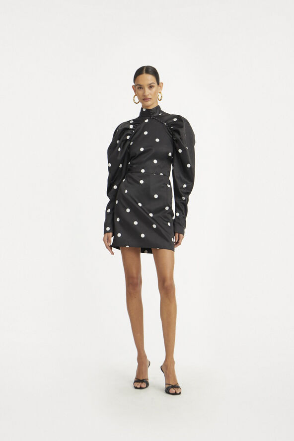 ROTATE Birger Christensen Satin Mini Dress 1000 black comb.