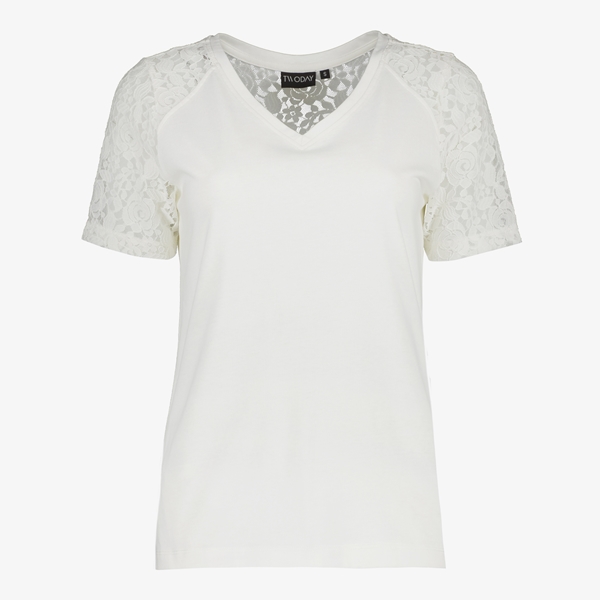 TwoDay dames T-shirt wit met kant