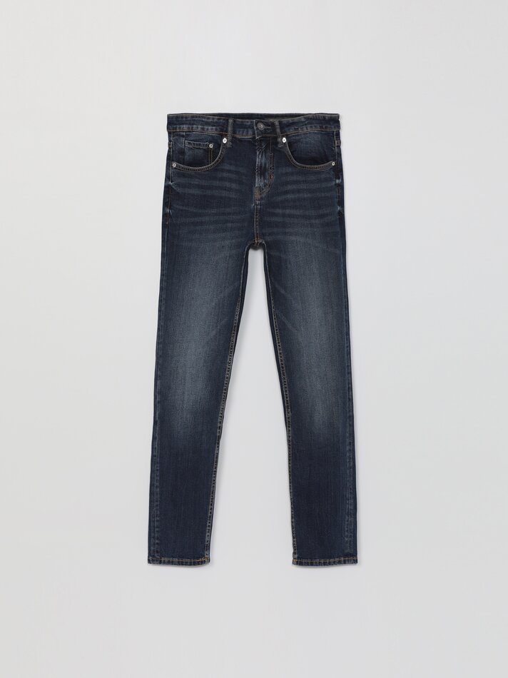 Calça jeans slim confortável - Azul marinho