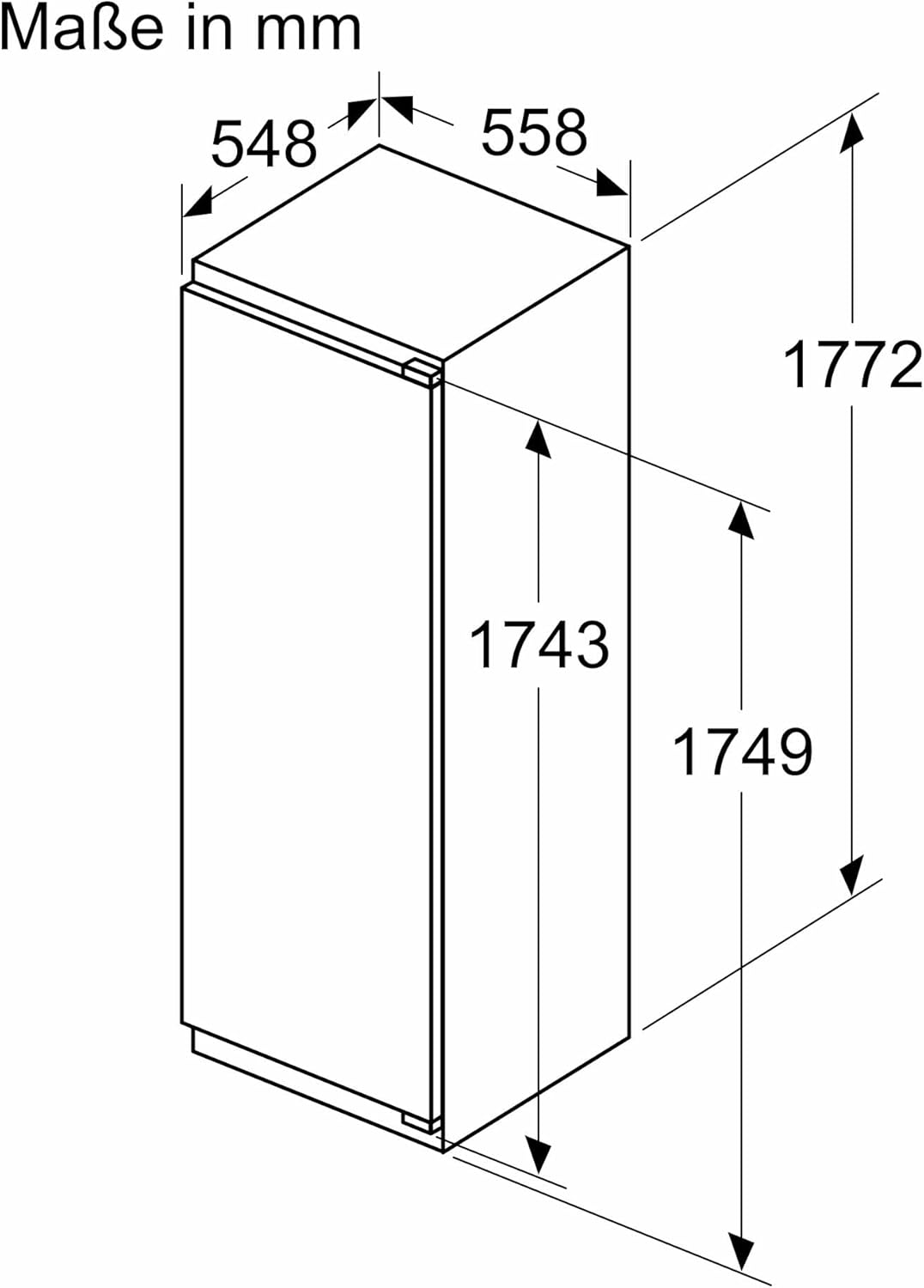 Siemens KI81RADD0, iQ500, Einbau-Kühlschrank, 177,5 x 56 cm Nische, 310 L, Made in Germany, bottleRack für Flaschen, 2x längere Frische, schnellere Kühlung, softClosing-Tür, sehr Leise, Flachscharnier