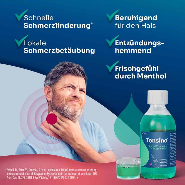 Tonsino Gurgellösung bei Halsschmerzen, 120 ml