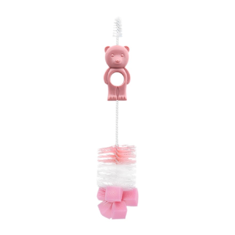 Lorelli Flaschen- und Saugenreinigungsbürste Bär 2 in 1 Griff zwei Bürstengrößen pink