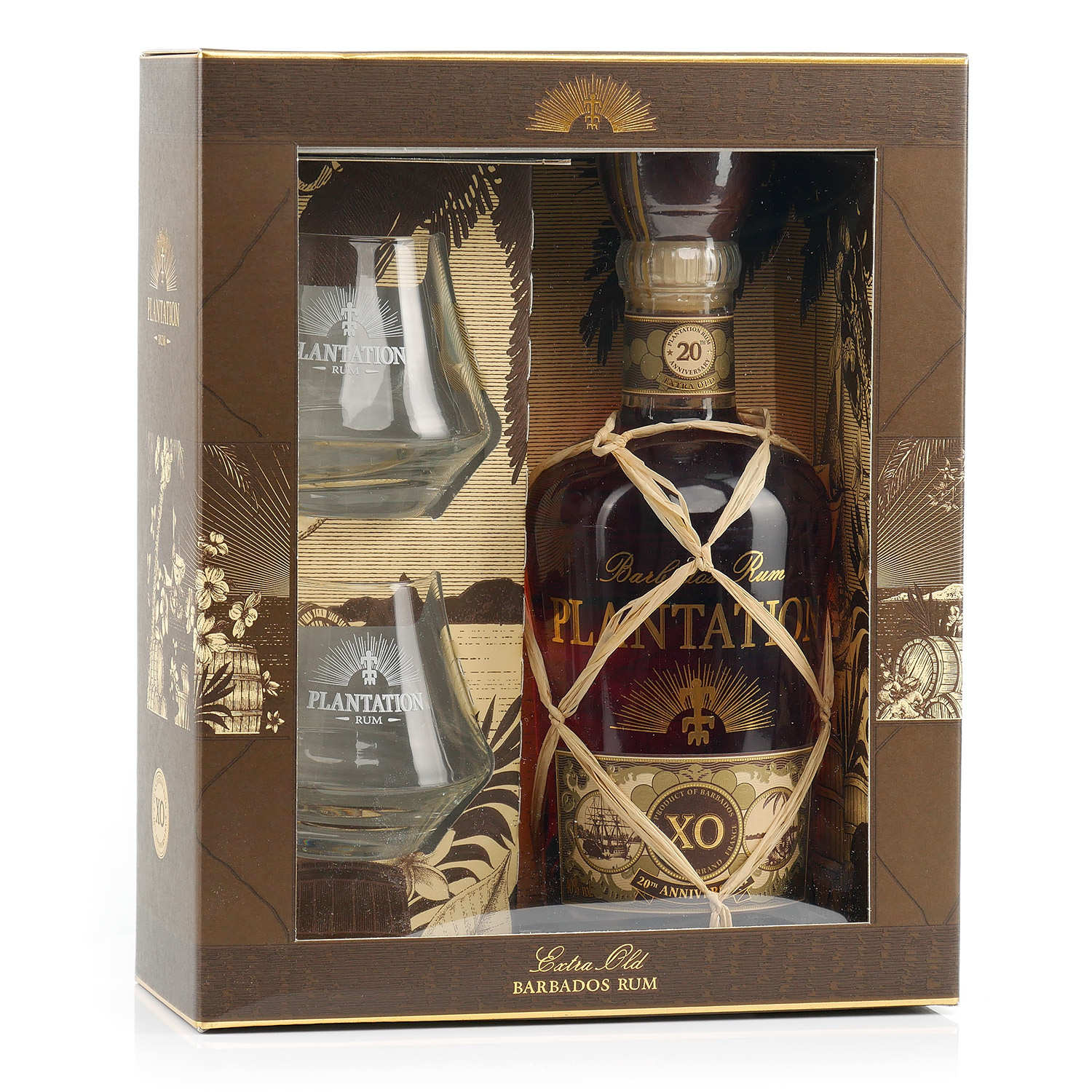Coffret cadeau rhum Plantation Rum XO 20th Annniversary 2 verres