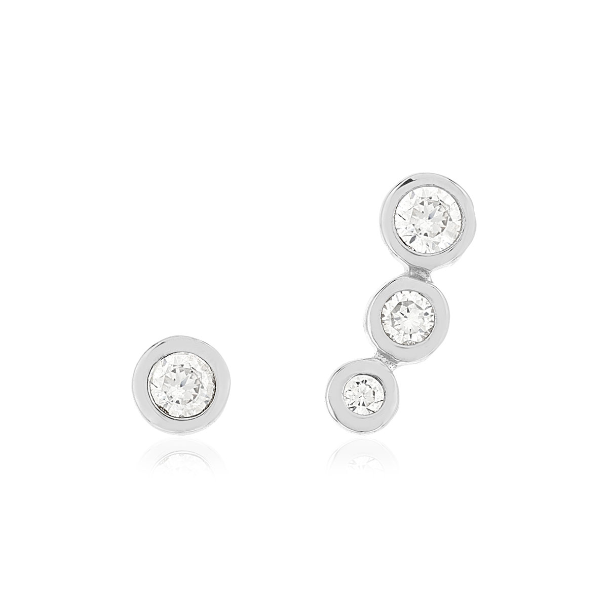 Boucles d'oreilles argent 925 zirconias, 1 clou et 1 contour
