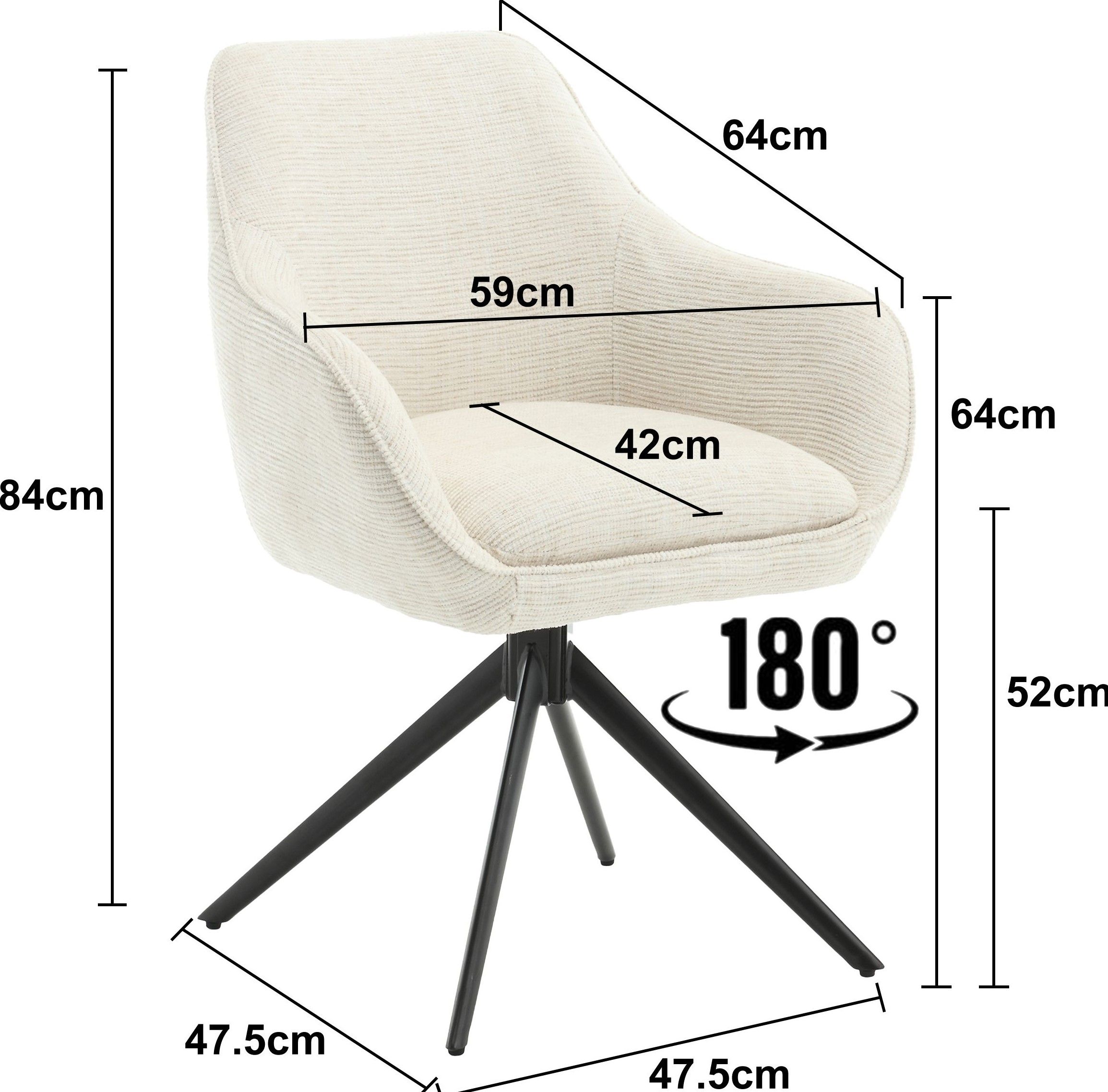 Eetkamerstoel Sand Thomas B59 x D64 x H84 cm