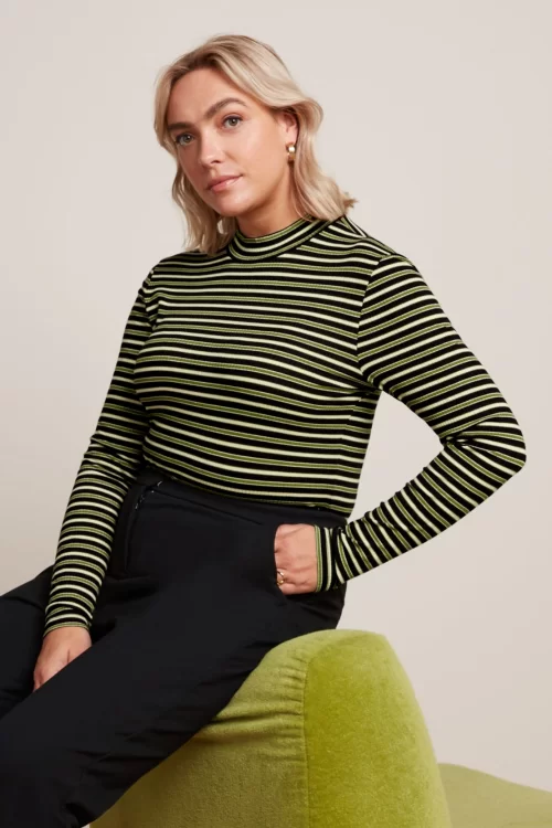 King Louie Pimm stripe turtle top in woodbine groen