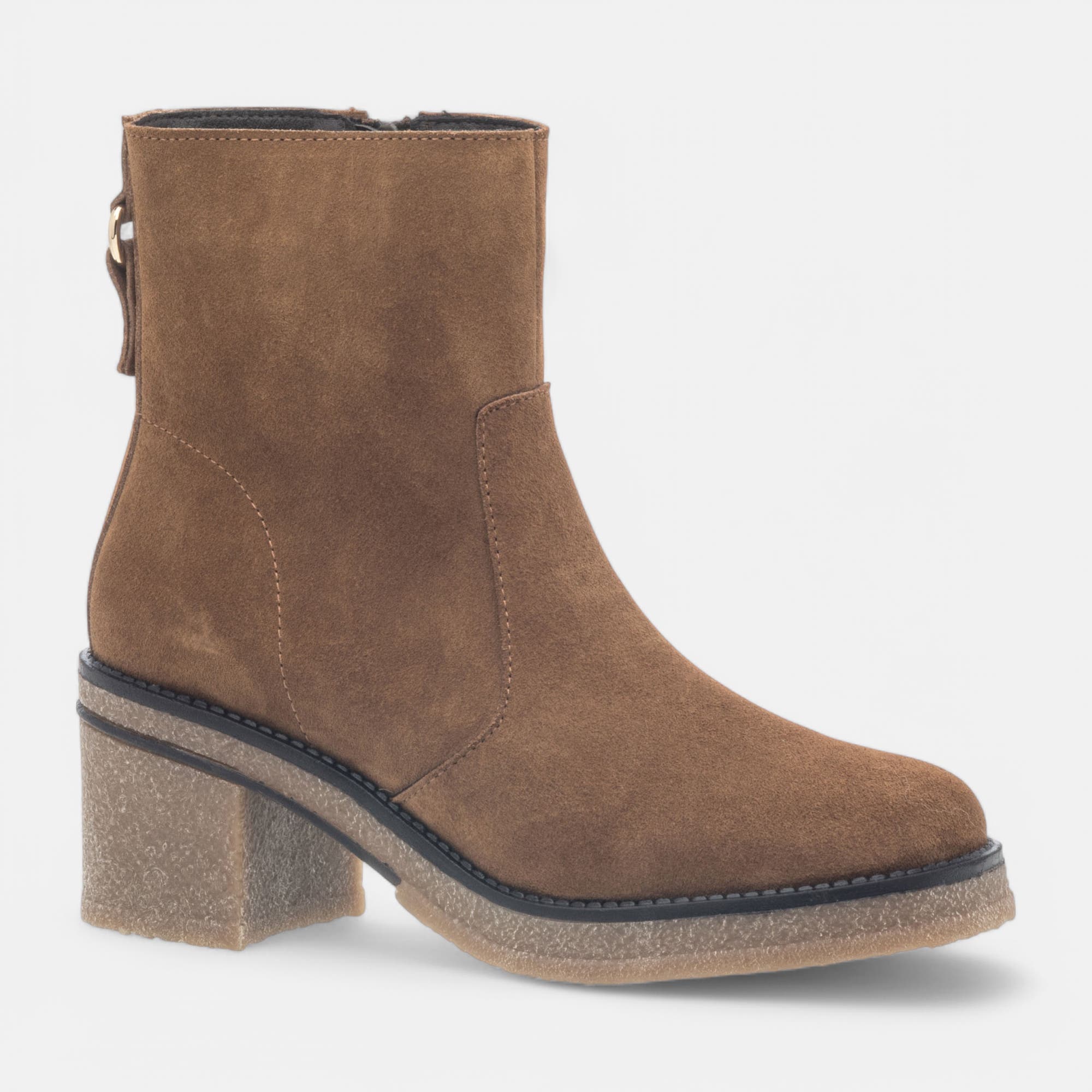 Boots à talon Femme en cuir camel
