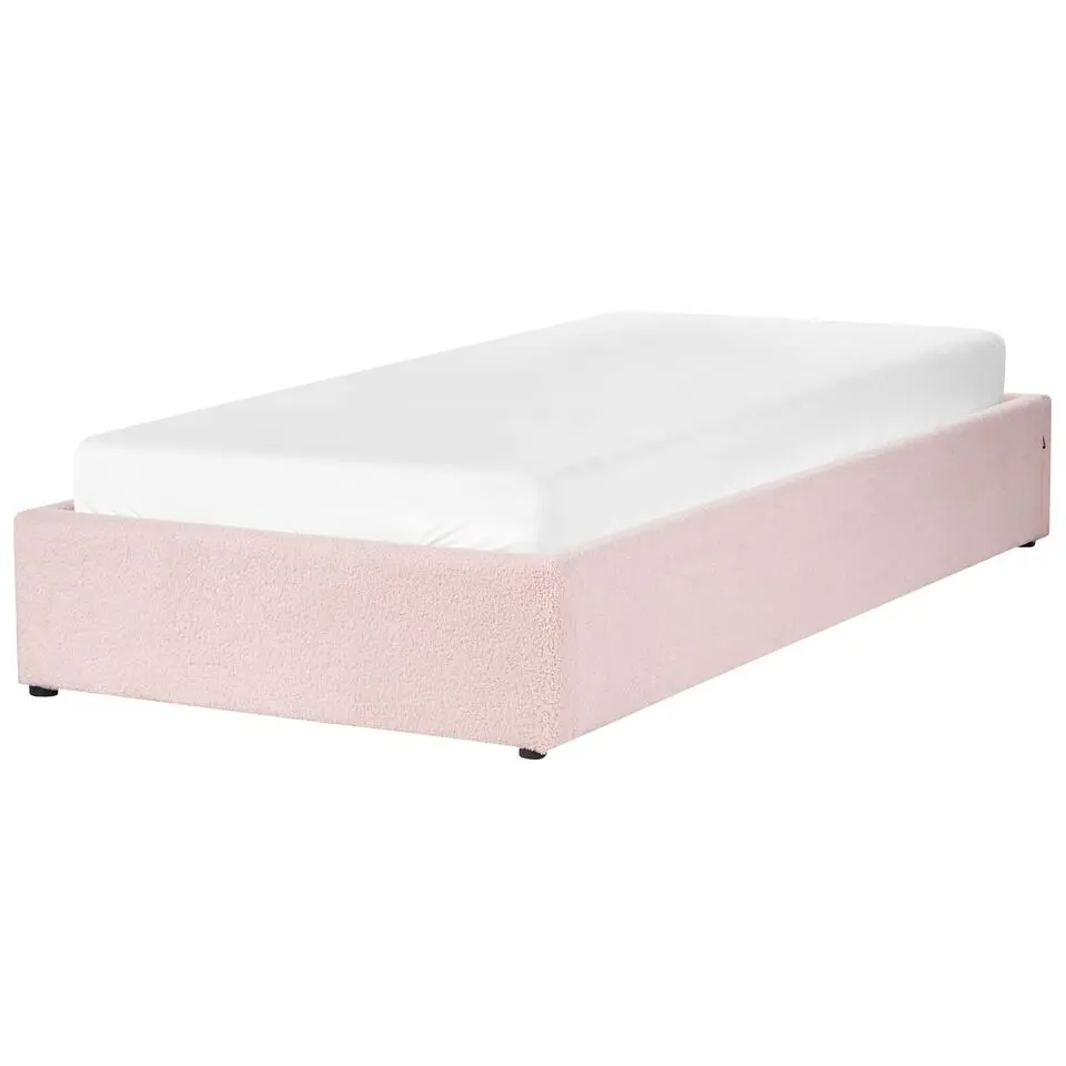 DINAN - Eenpersoonsbed - Roze - 90 x 200 cm - Bouclé