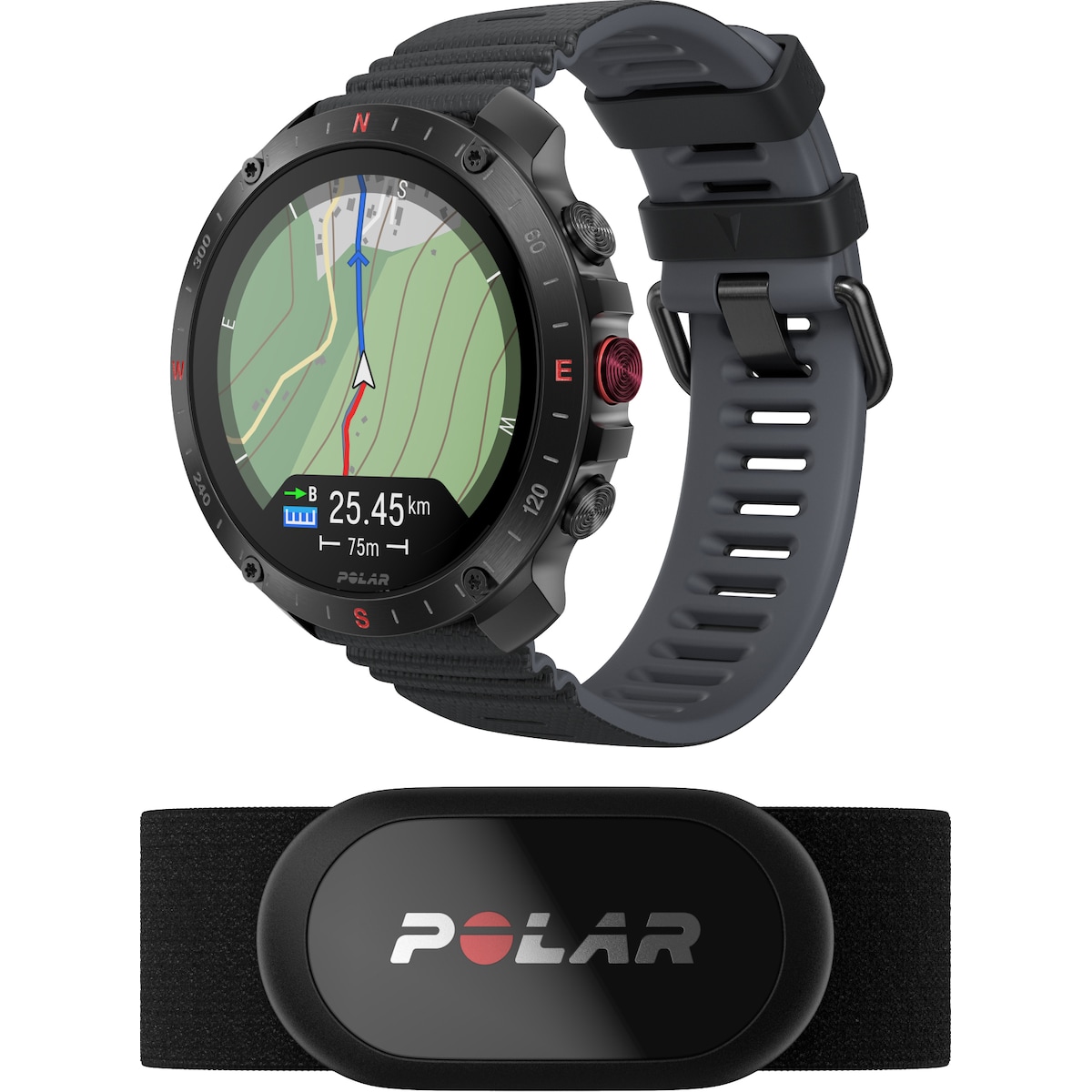 Polar Grit X2 Pro Sport Watch S-L med pulssender (sort)