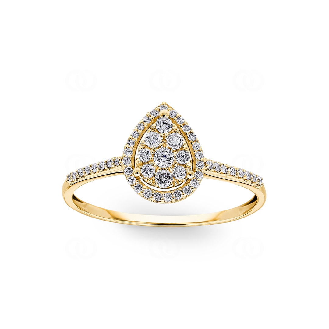 Damenring 750/18 K Gelbgold Tropfen mit Diamanten 0.27 ct H/si