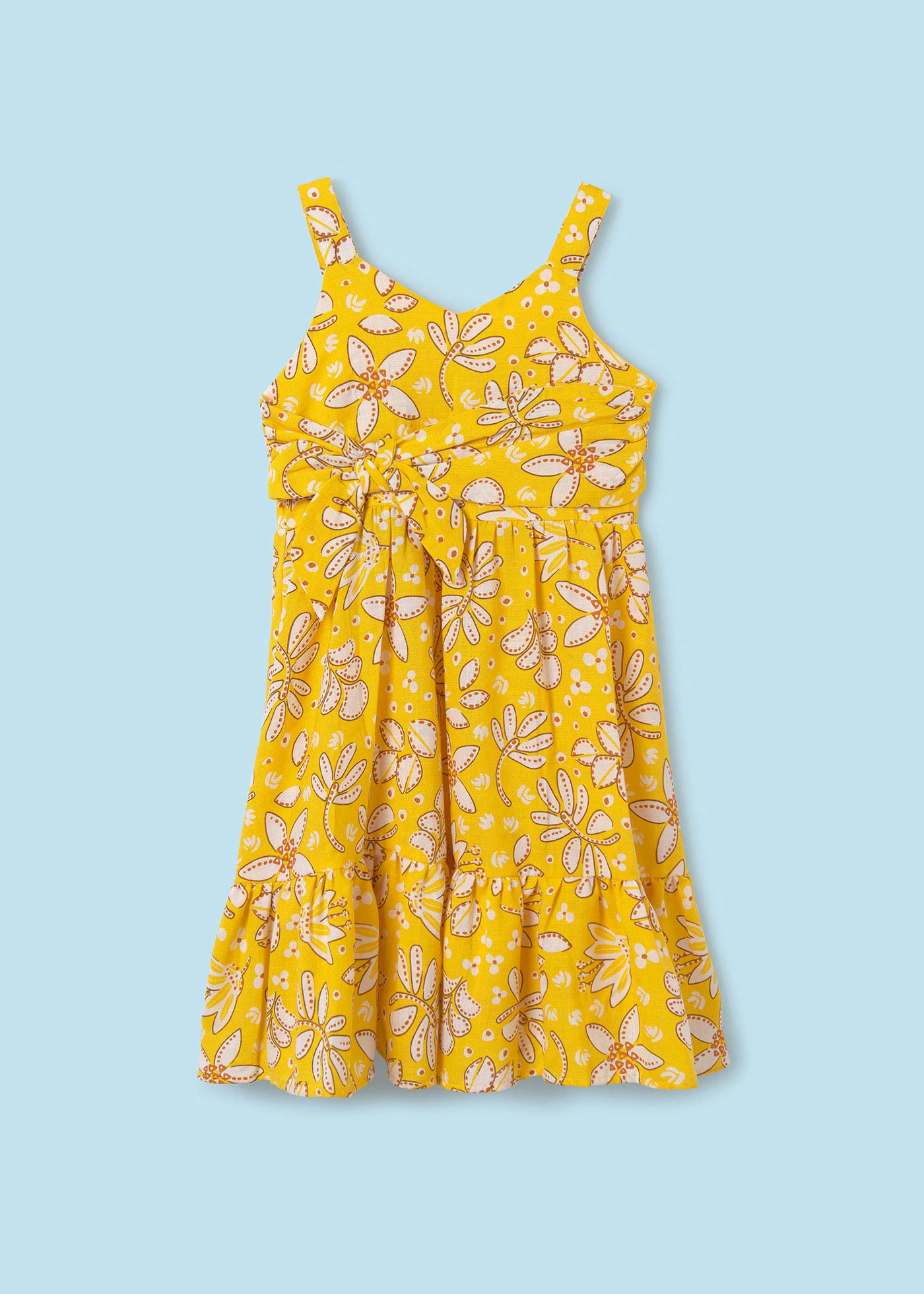 Vestido infantil com laço estampado