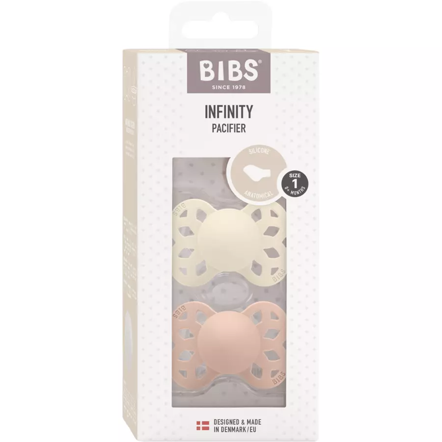 BIBS® Schnuller Infinity anatomischer Sauger 0-6 Monate Ivory & Blush 2 Stk.