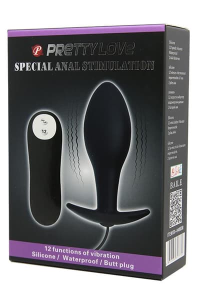 Pretty Love Anal Plug Black Anchor with Remote Control Analplugg med vibrator