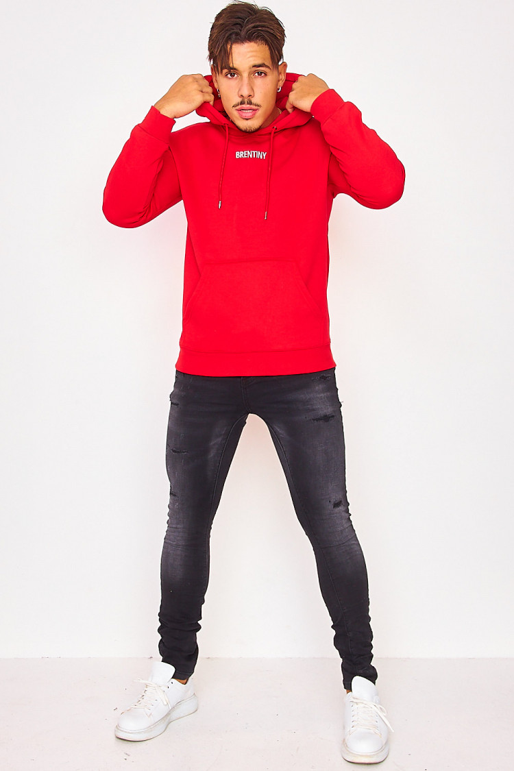 Sweat rouge à capuche Brentiny