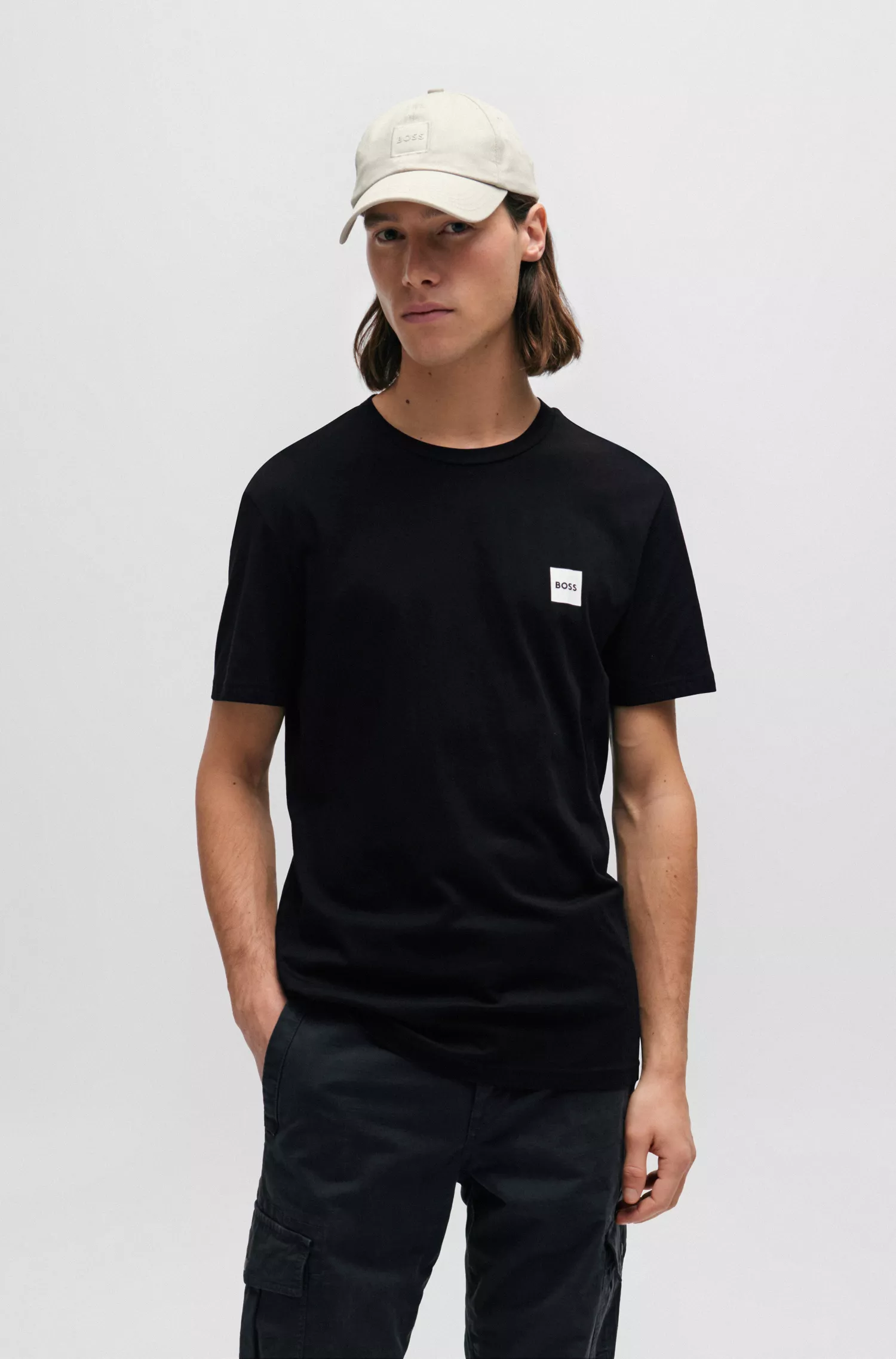 BOSS Laranja - Pacote com duas camisetas de algodão jersey com detalhes do logotipo
