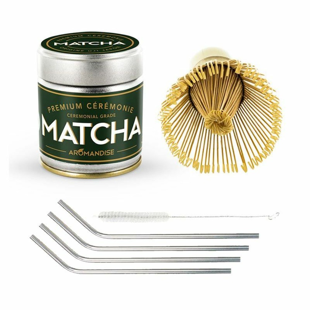 Coffret découverte du thé matcha + 4 pailles en inox