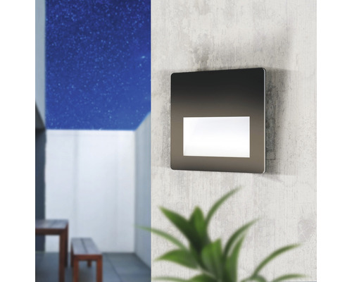 LED-inbouwlamp voor buiten, aluminium/kunststof, enkele lamp, 3,7 W, 400 lm, 4000 K, neutraal wit, 140x140/133x130 mm, Aracena zwart/wit