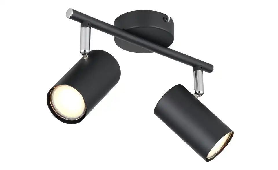 Deckenstrahler 13,5 cm 2-flammig 25 cm 10 cm matt, Schwarz