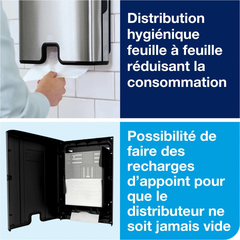 Distributeur essuie mains Tork H2 acier inoxydable