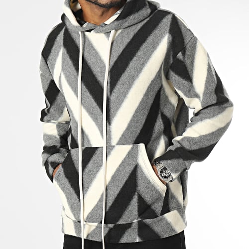 Sweat Capuche Gris Noir Blanc