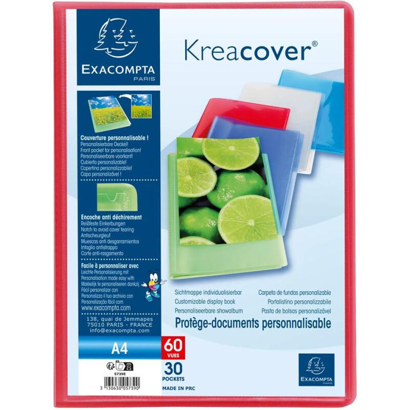 Protège-documents polypropylène semi rigide Kreacover® Chromaline 30 pochettes - 60 vues - A4