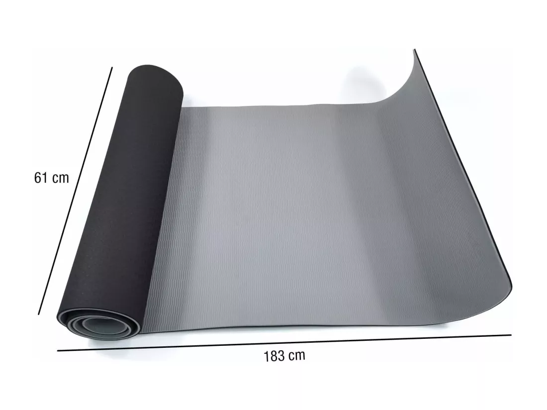 Rebecca Mobili Tapis Yoga Tapis Pilates Tpe Bicoloré Noir Gris 0,6x183x61