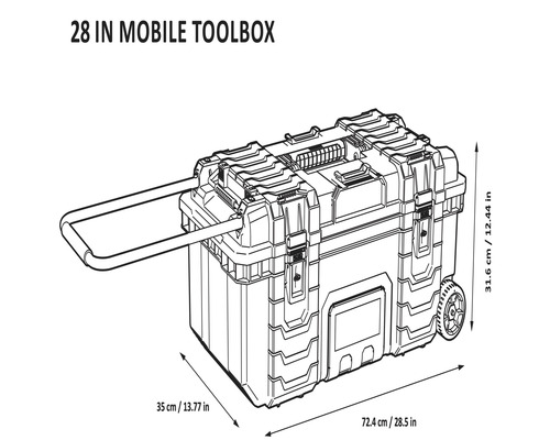 Mobiele Werkbox Industrieel 28 350 x 316 x 724 mm zwart