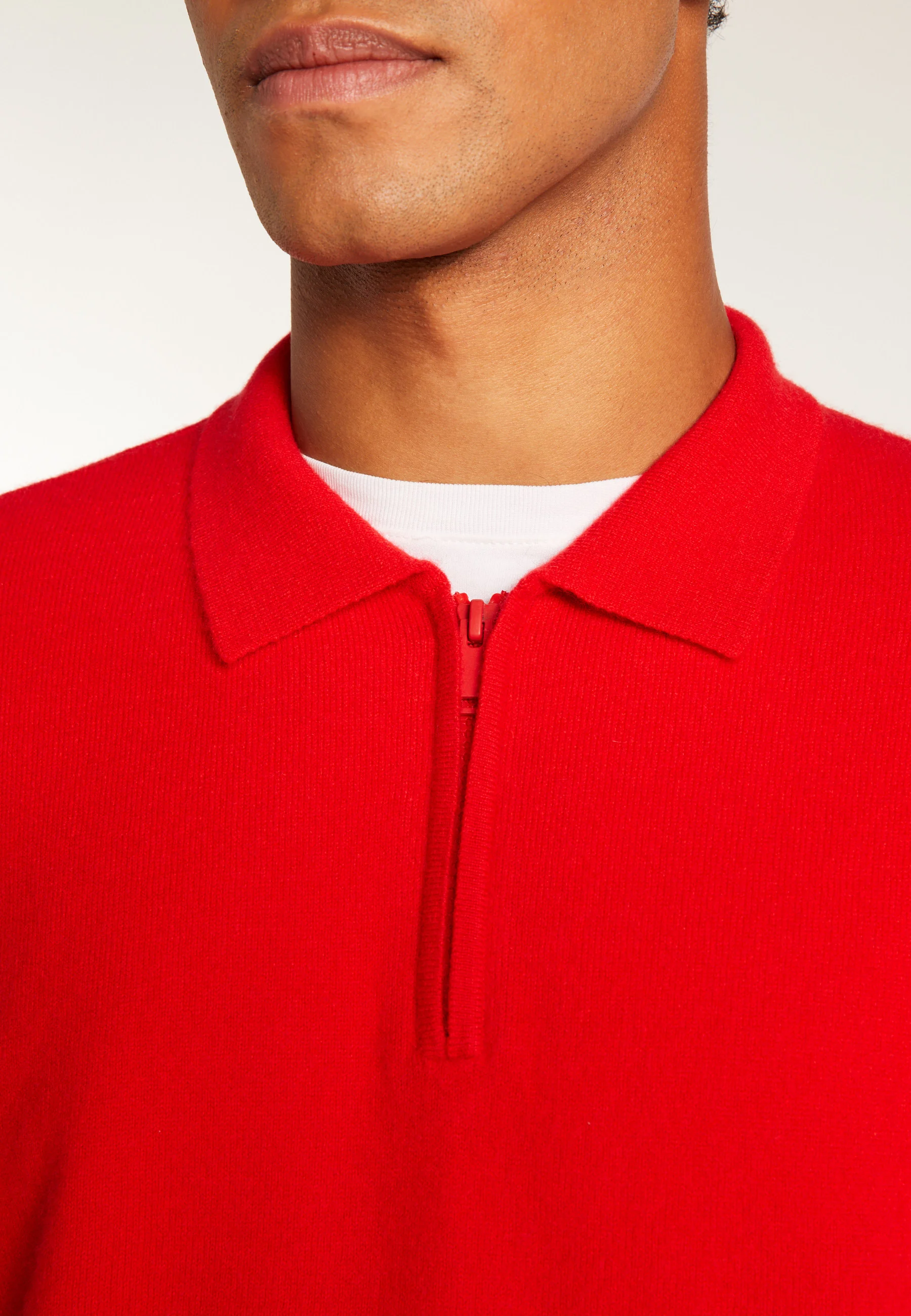TAYLORAH24 - Polo col zippé en cachemire | Rouge
