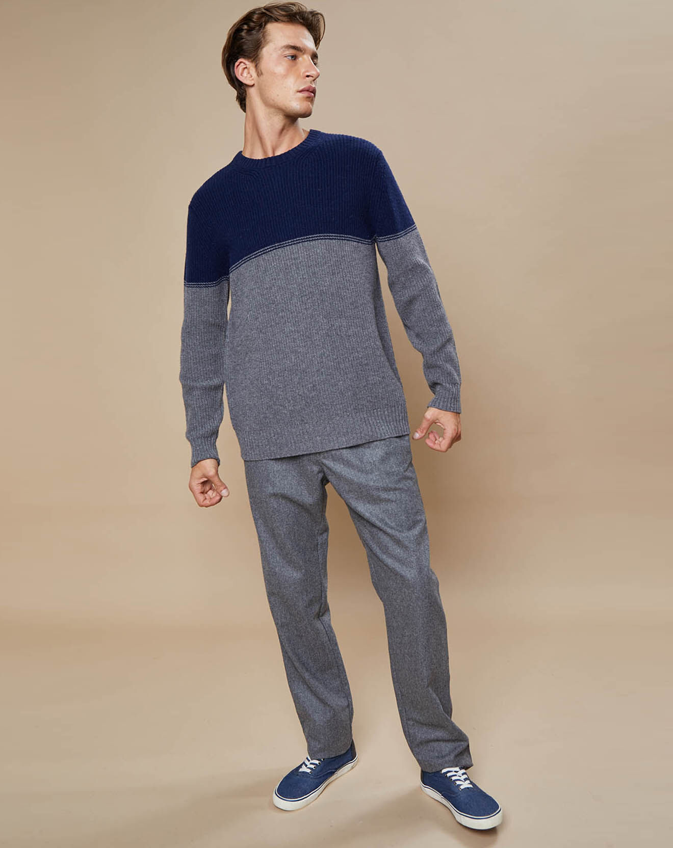 Hartford Pantalon 100% Laine Tanker gris