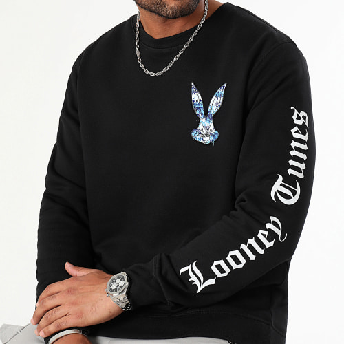 Sweat Crewneck Sleeves Bugs Bunny Graffiti Blue Noir