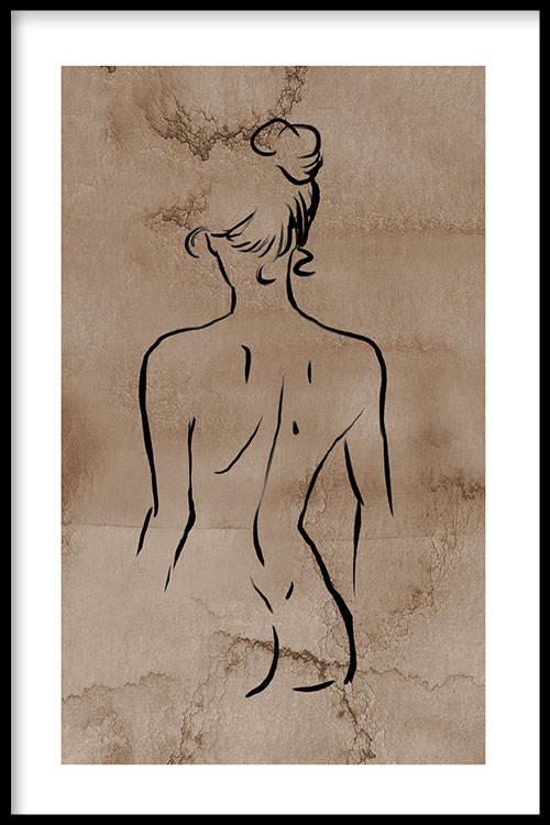 Walljar poster ingelijst - Back Line Art Poster ingelijst - 50 x 70 cm