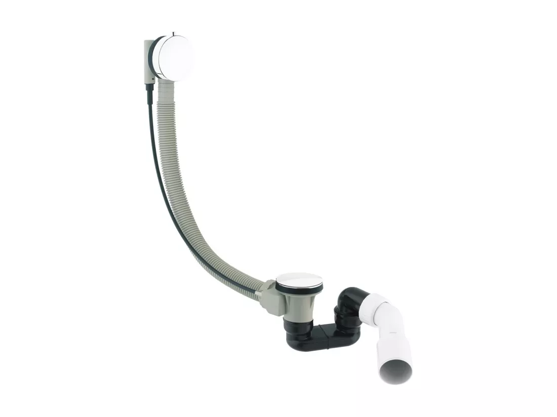 Ensemble de vidange de baignoire avec bonde extra-plat en laiton - Blanc