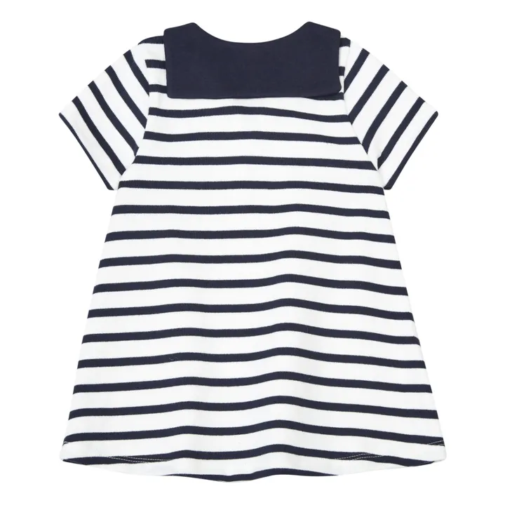 Petit Bateau Robe Col Vareuse en Jersey Epais Bio | Bleu marine
