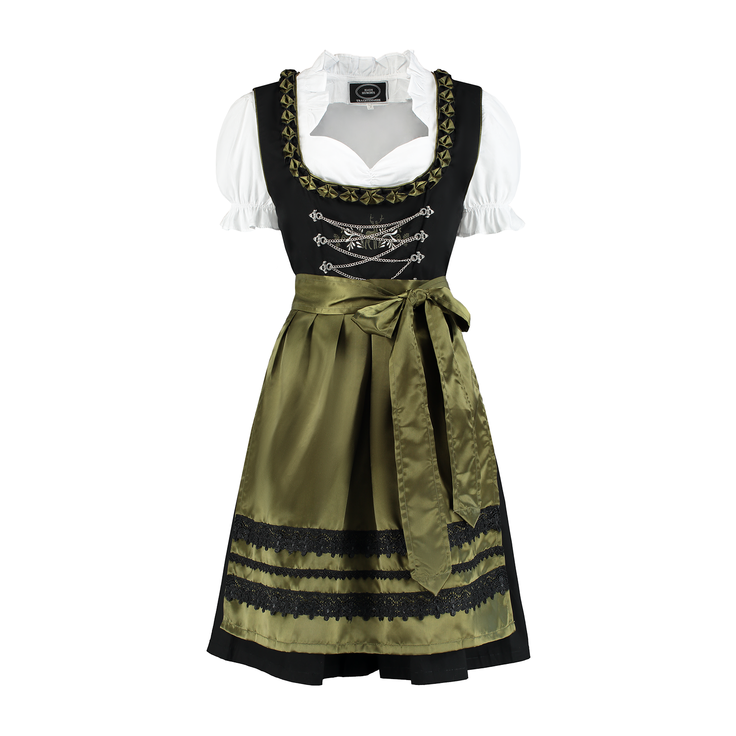 Zwart Groene Dirndl Jurk Oktoberfest Dames