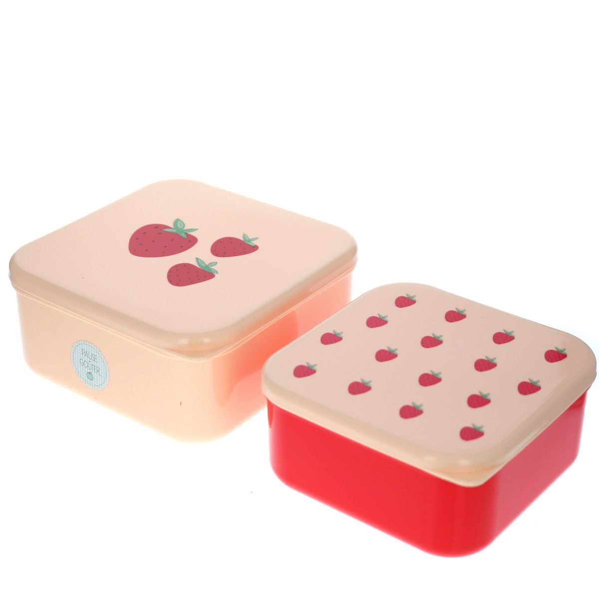 Lot de 2 boîtes à goûter fraises Pause goûter