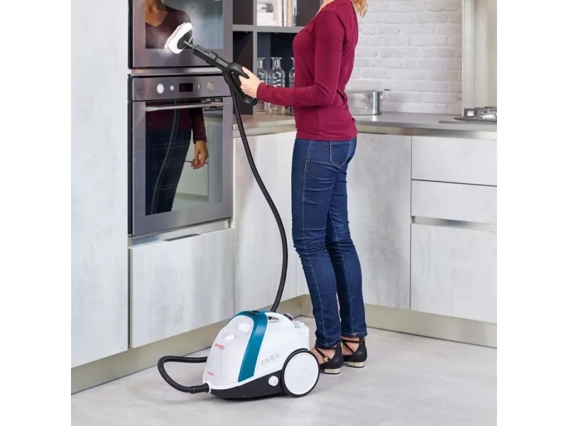 Polti Vaporetto Smart 100_B, Cylinderdamp rengøringsmiddel, Blå, Hvid, Knapper, Rustfrit stål, CE, 1500 W