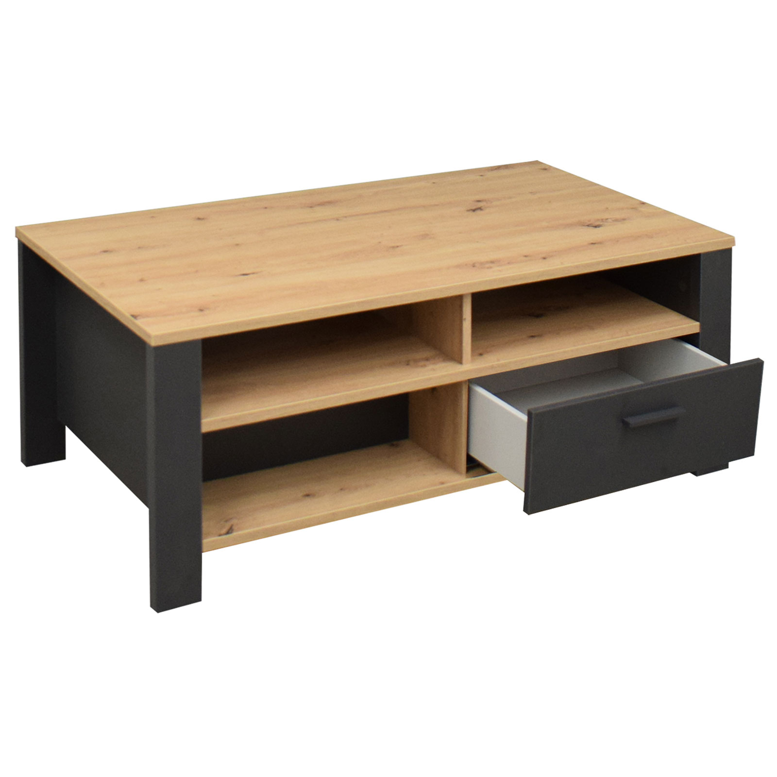 Couchtisch - anthrazit matt lack - Asteiche - 111 cm