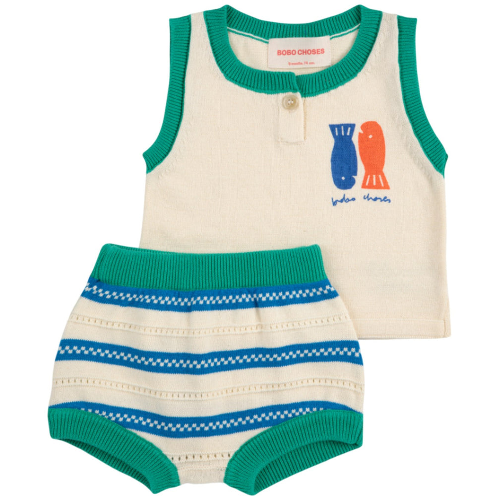 Køb Bobo Choses Offwhite Lucky Fish Strikket Sæt