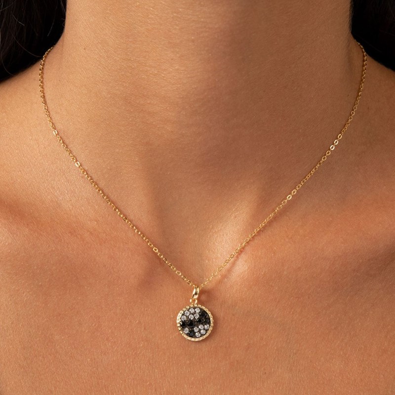Collier Doré Zirconiums Blanc Et Noir