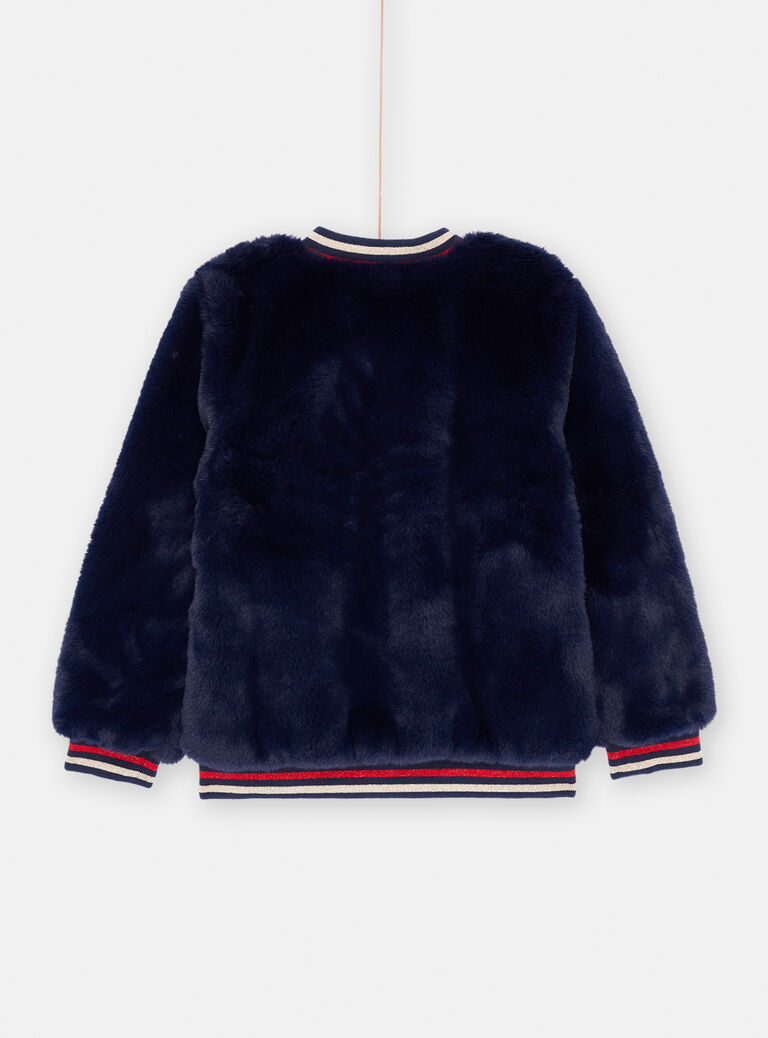 Cardigan marine en fourrure synthétique pour fille