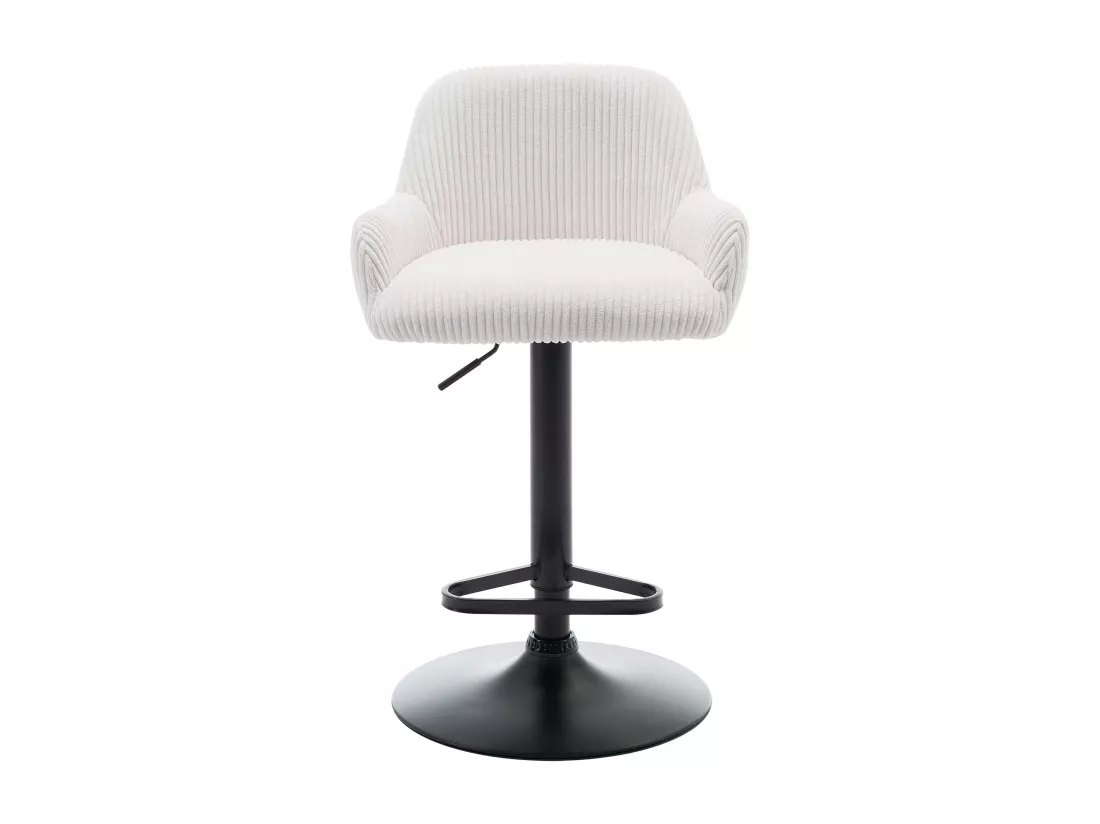 Lot de 2 tabourets en velours côtelé et métal noir - Hauteur réglable - Crème - LILIYA