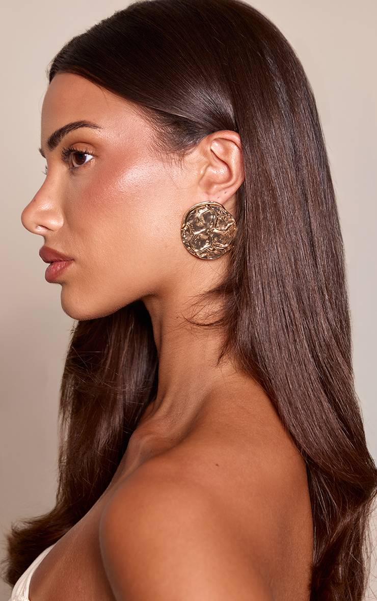 Doré Boucles D'oreilles Circulaires Fleur Fondue