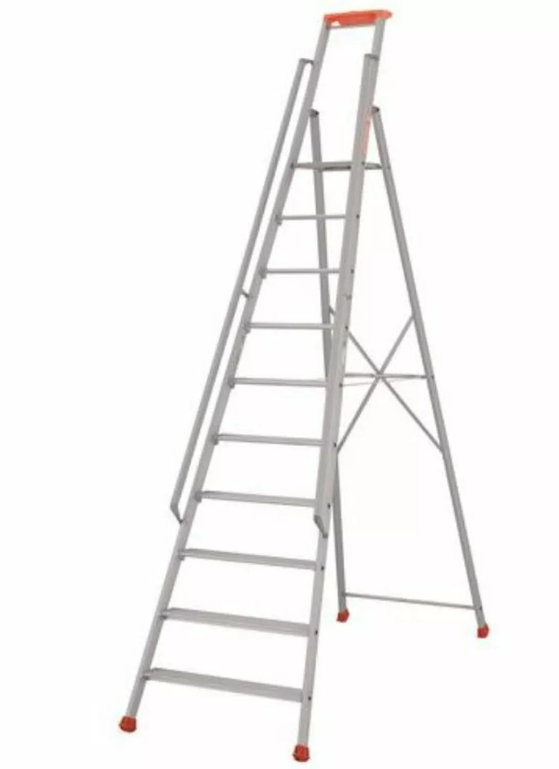 Little Jumbo 1223700010 Trap - Enkel - Aluminium met armleuning - 10 treden - max. werkhoogte 4.20 m.