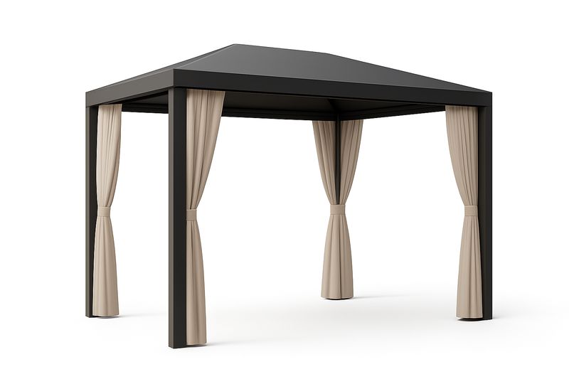 Pavillon Metallrahmen 300x300x250cm Aluminium Polyester Sand/Schwarz