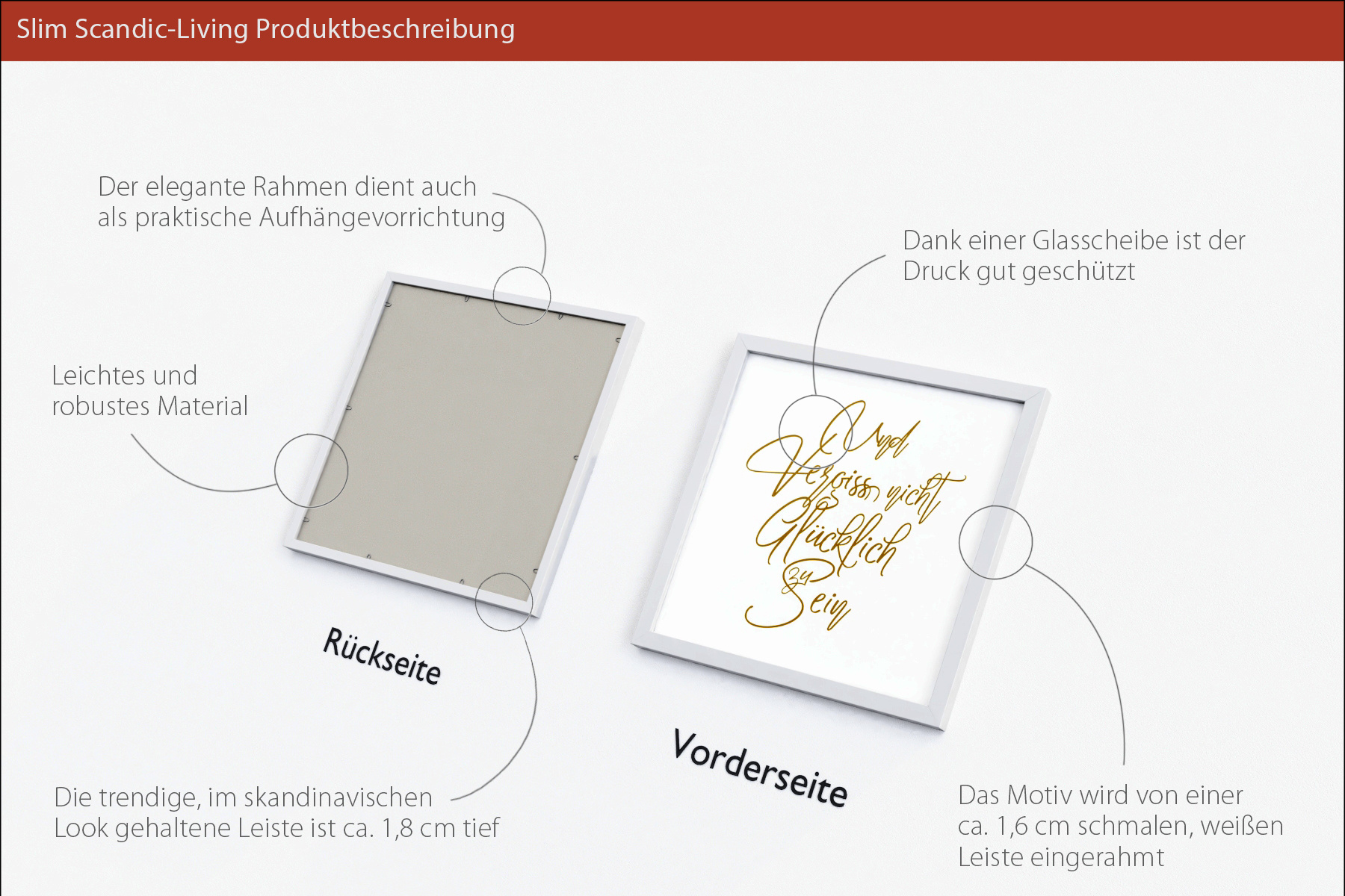 Gerahmtes Bild GLÜCKLICH SEIN