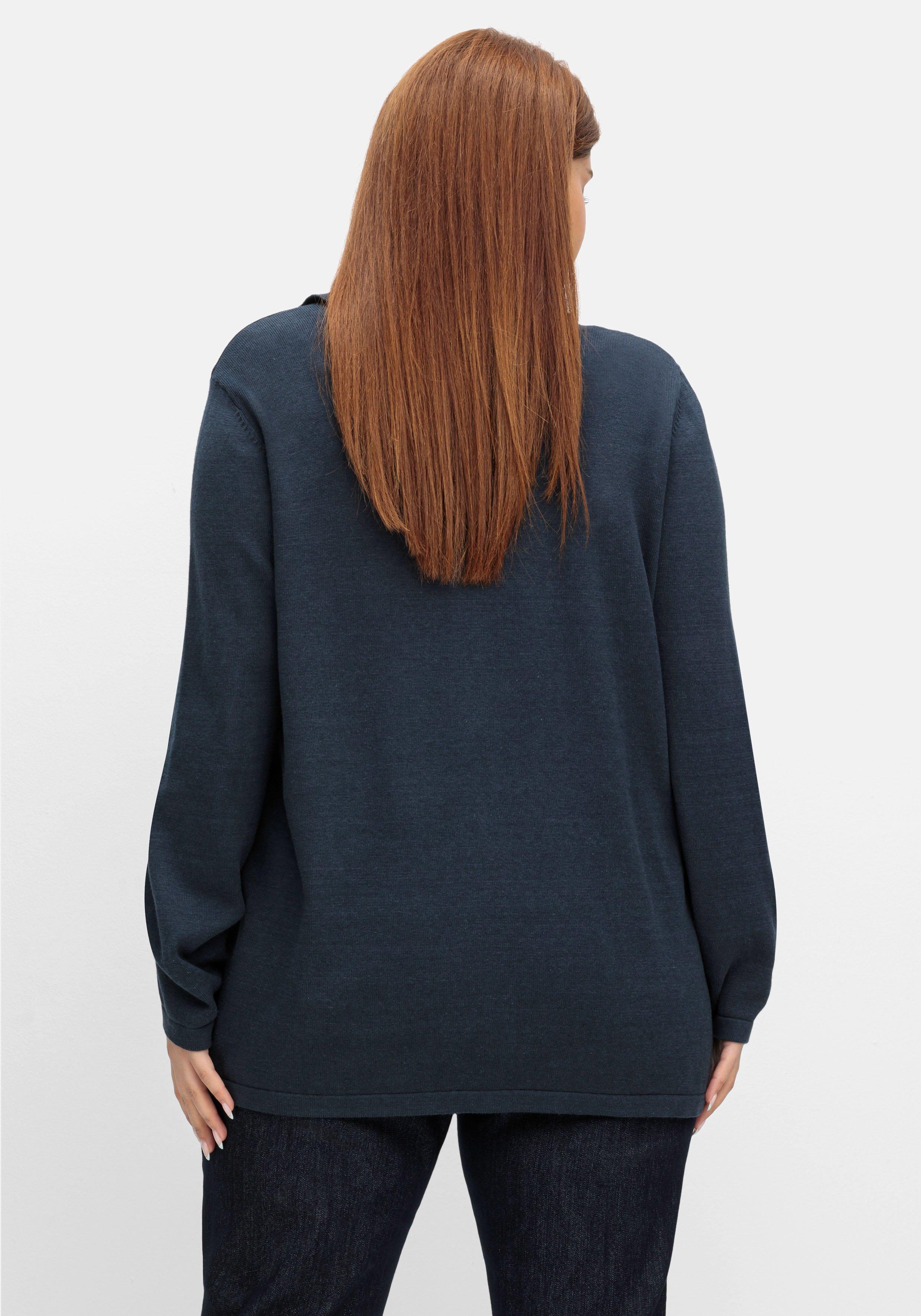 Strickjacke in Petite Passform, mit Polokragen