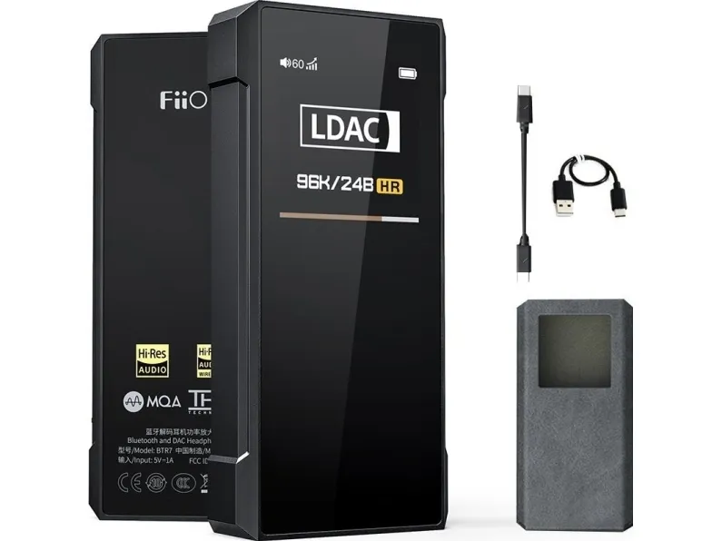 FiiO BTR7, 3,5 mm, AAC, SBC, 0,00055%, QCC5124, SBC, AAC, aptX, aptX-LL, aptX-HD, LDAC, Sort