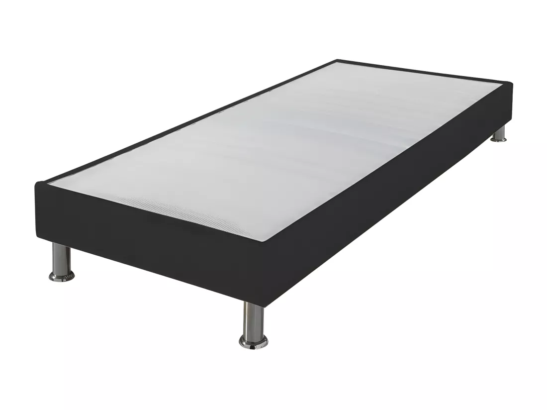 Sommier tapissier + pieds Omega Gris 3 90x200 Lattes bois - H.15 cm - Made in France