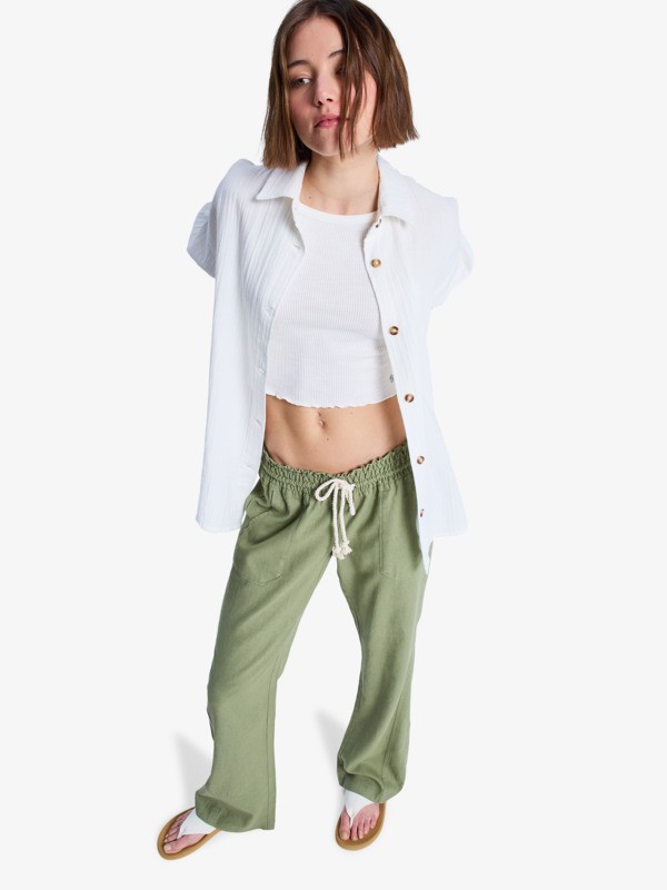 Oceanside Pantalon évasé Vert Femme